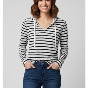 Loft Striped Blue and White Women's Hoodie Top. PTP is 19 3/4